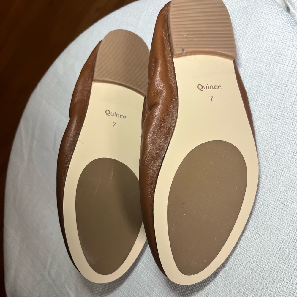 Quince Italian Leather Soft Loafer Ballet Flats Shoes Cognac Brown Prep Womens 7 - Picture 10 of 11